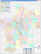 Oklahoma City Metro Area Wall Map Color Cast Style